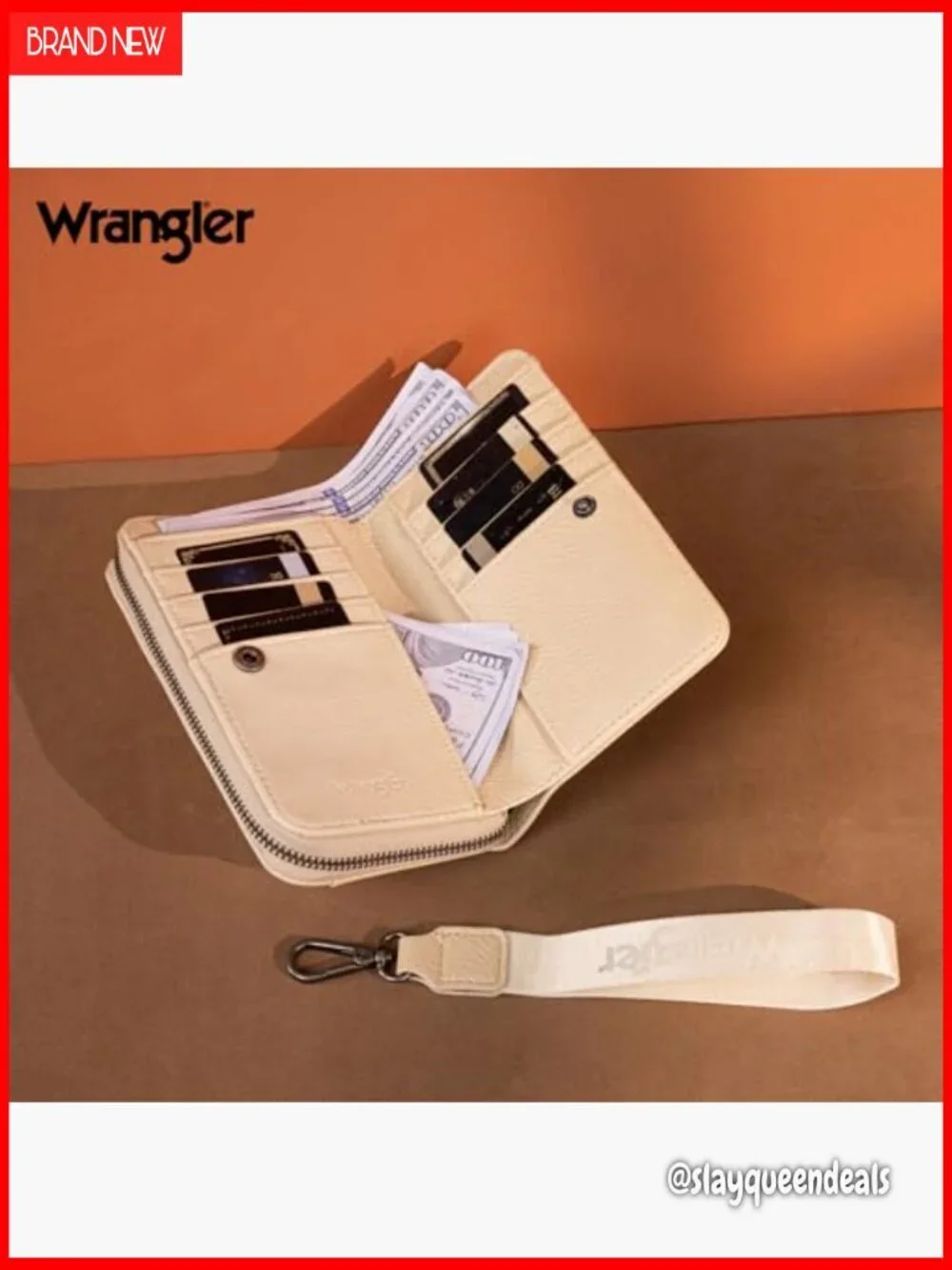 Large RFID Blocking Wristlet Wallet with Zipper Pocket and Wrist Strap